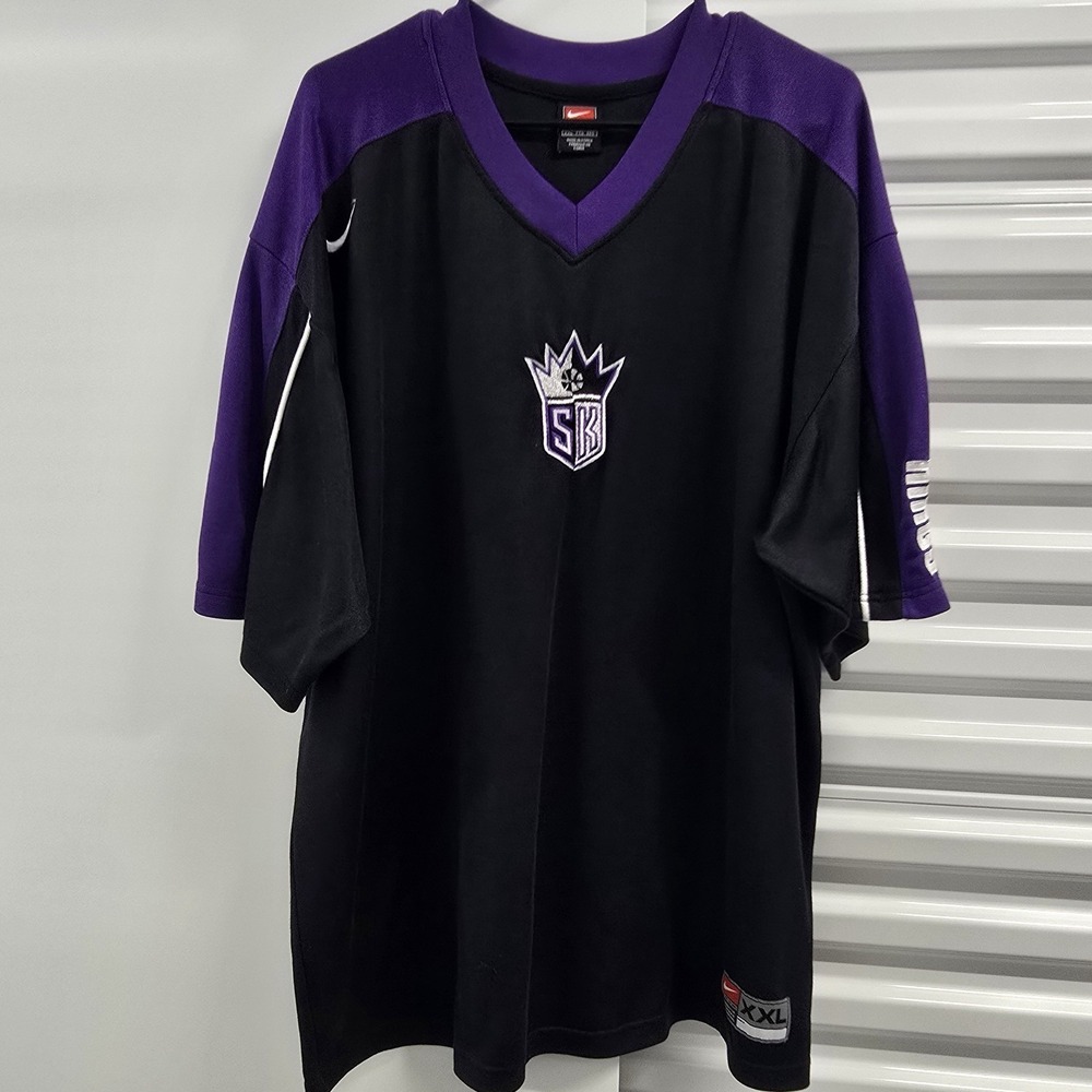 Vintage Nike Team Sacramento Kings Shooting Shirt Jersey Y2K XXL Black Purple